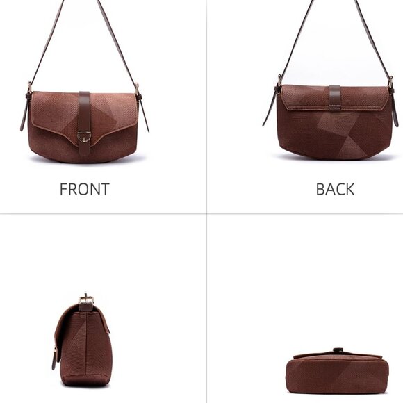 Elegant Vegan Leather Tote Handbag with Adjustable Strap - 5.9x3.5x9.8 inches - Picture 5 of 6